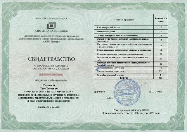 Монтажник строительных машин и механизмов (2-5 разряд). Обучение дистанционно